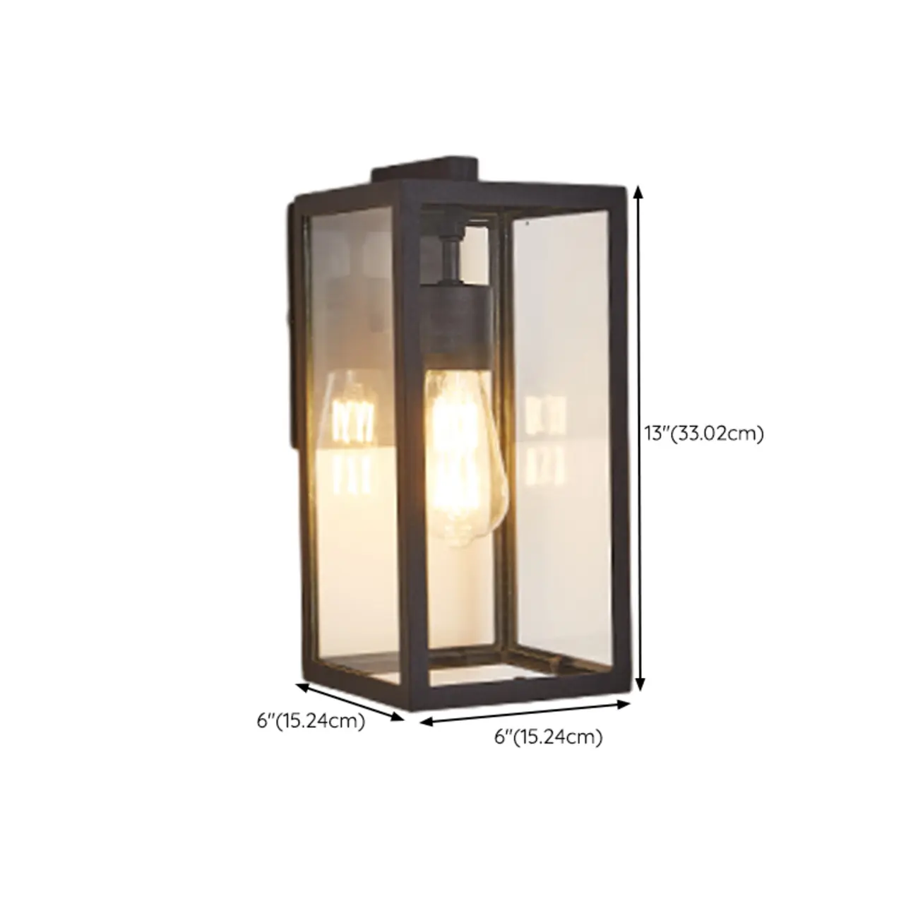 Industrial Metal Rectangle Clear Glass LED Outdoor Wall Light #size | homeyfad