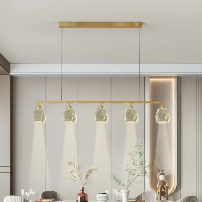 Geometric Gold Crystal Down Island Pendant Light Image - 1
