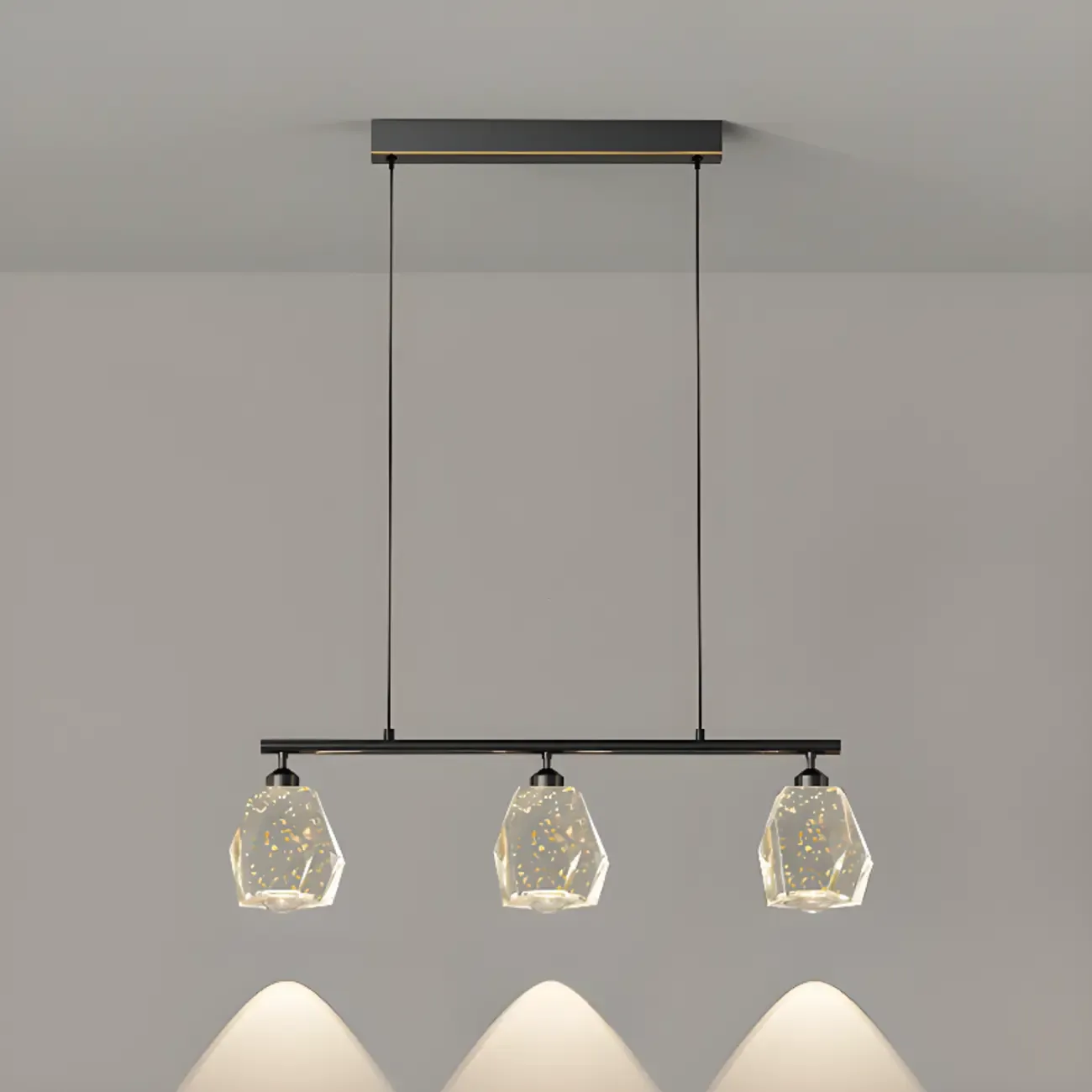 Geometric Gold Crystal Down Island Pendant Light Image - 5