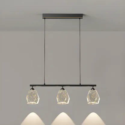 Geometric Gold Crystal Down Island Pendant Light Image - 5