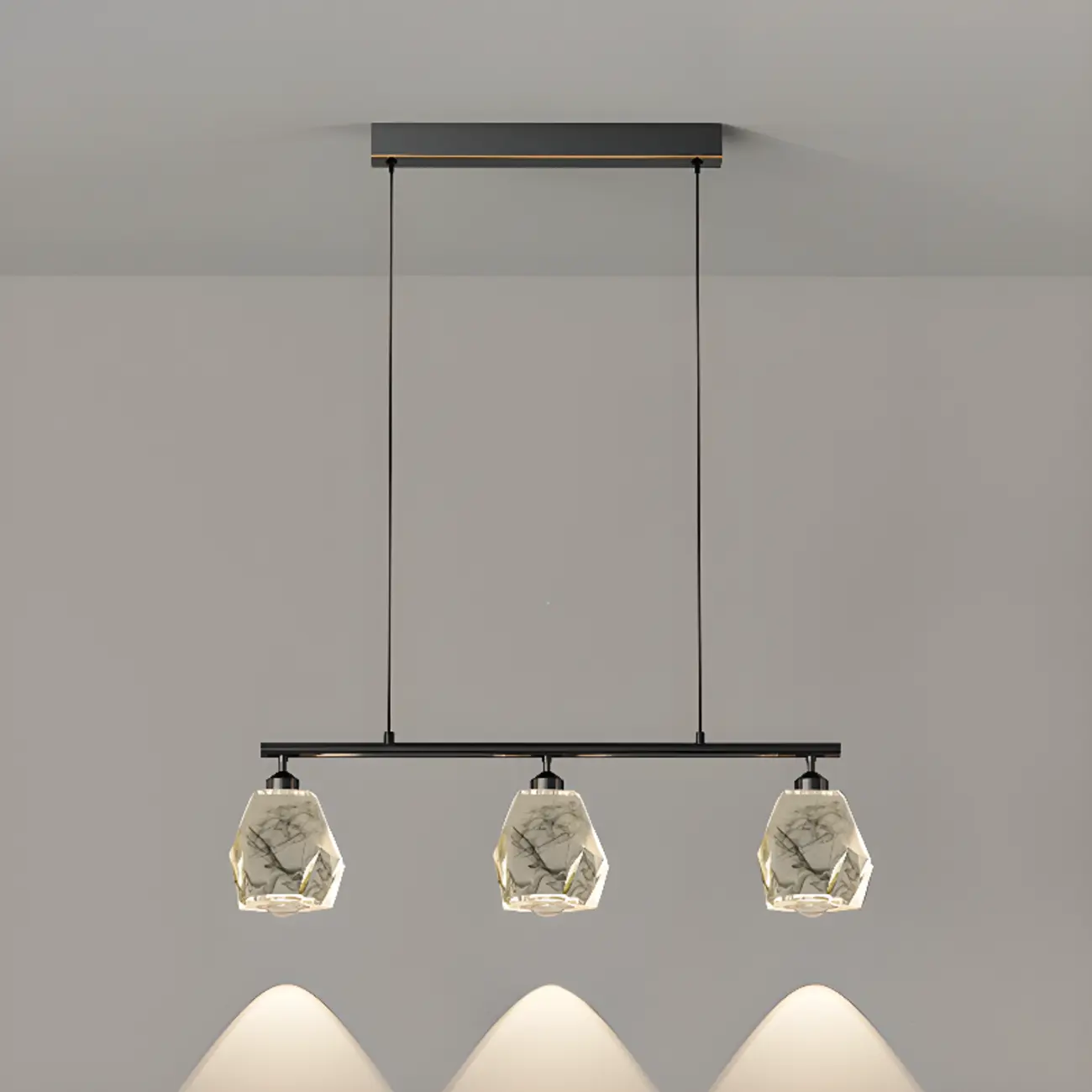 Geometric Gold Crystal Down Island Pendant Light Image - 6 | homeyfad