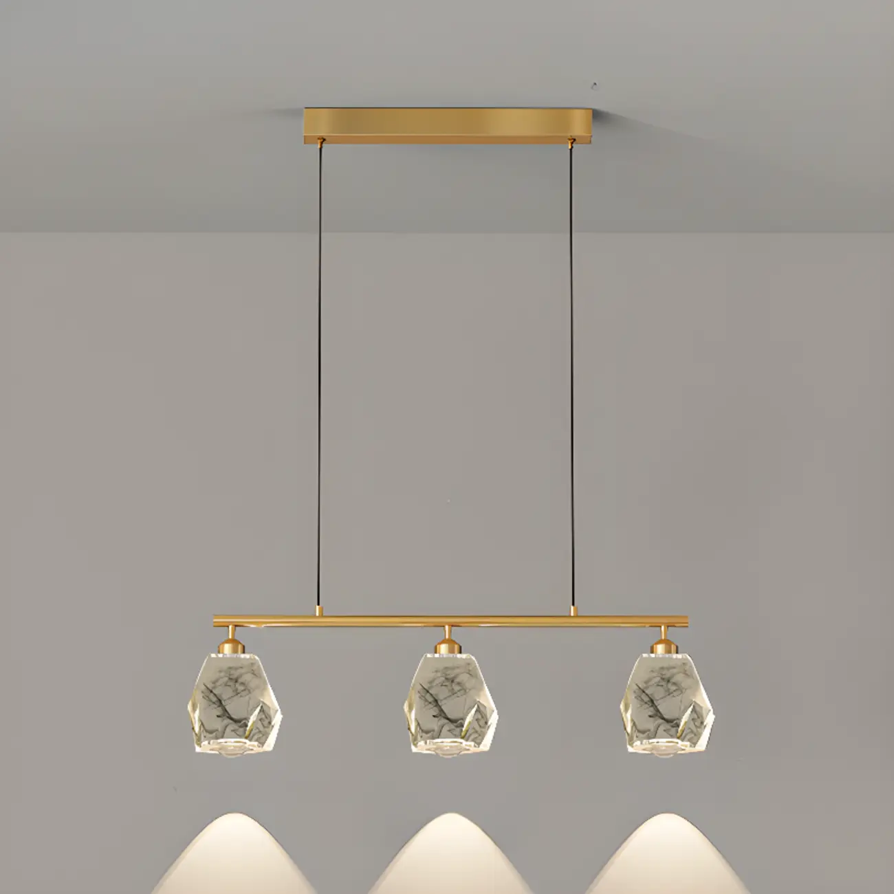 Geometric Gold Crystal Down Island Pendant Light Image - 7 | homeyfad