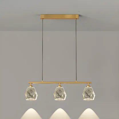 Geometric Gold Crystal Down Island Pendant Light Image - 7