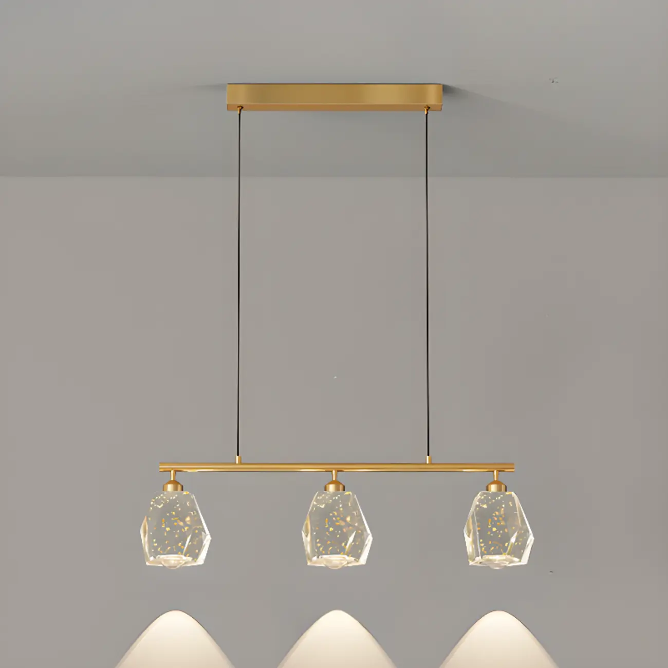 Geometric Gold Crystal Down Island Pendant Light Image - 8 | homeyfad