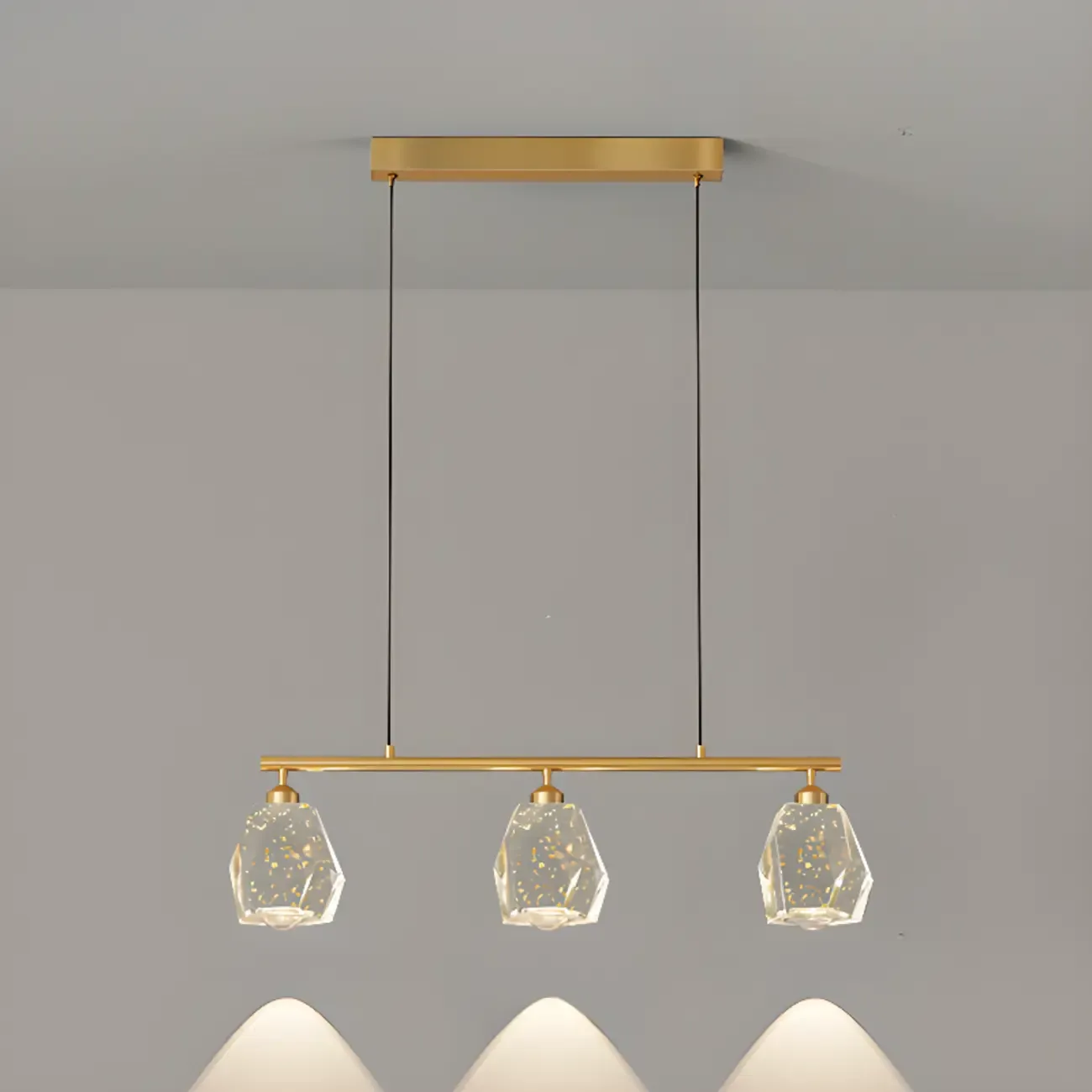 Geometric Gold Crystal Down Island Pendant Light Image - 8