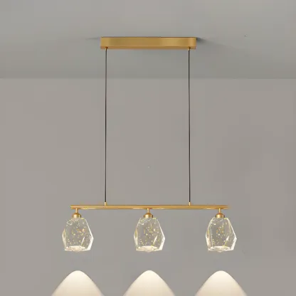 Geometric Gold Crystal Down Island Pendant Light Image - 8