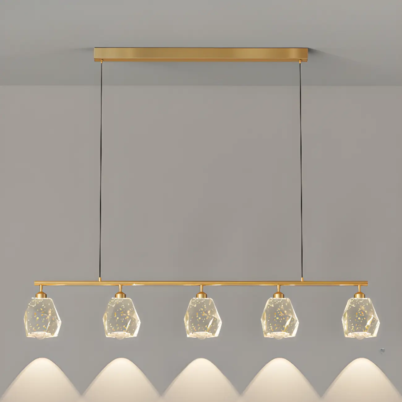 Geometric Gold Crystal Down Island Pendant Light Image - 10 | homeyfad