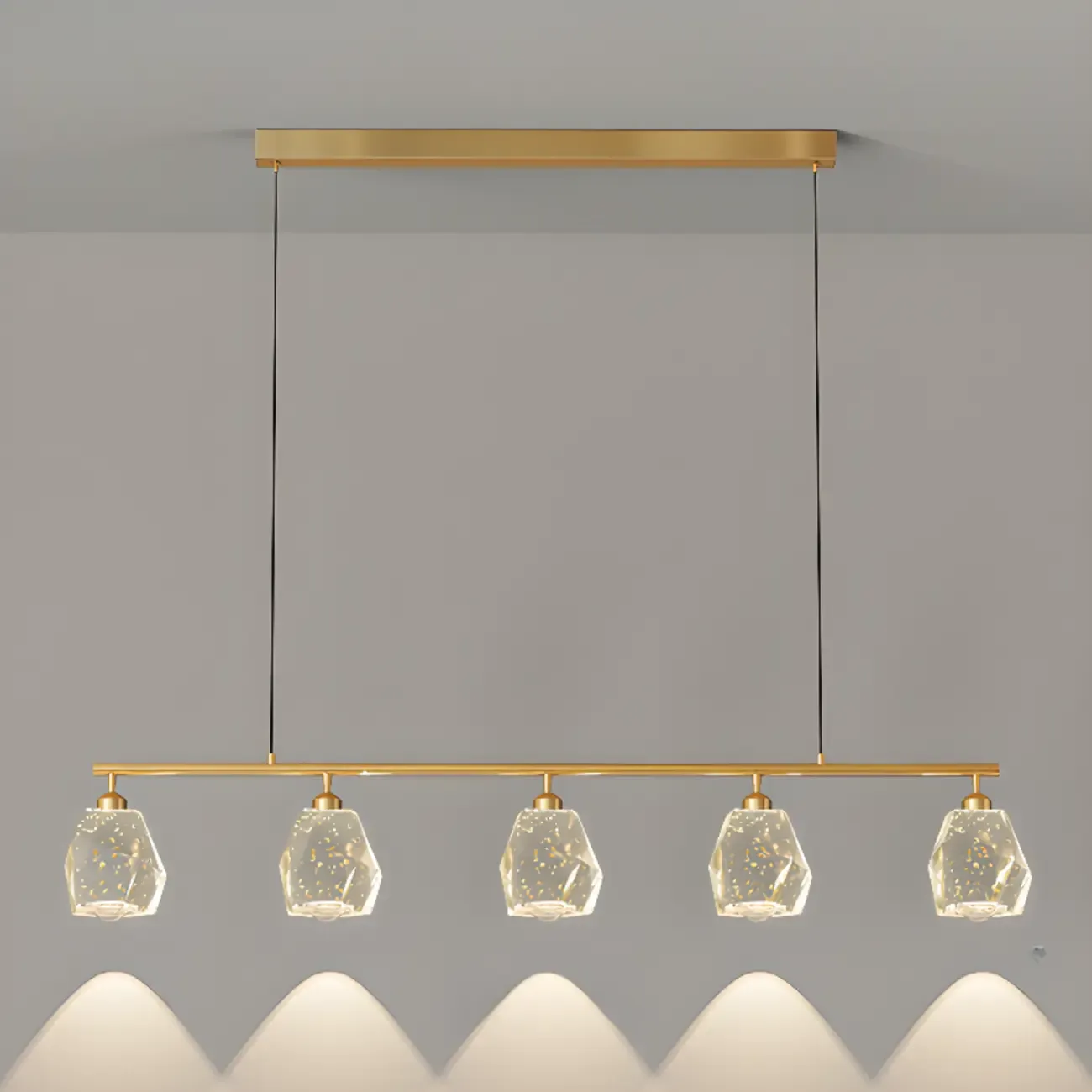 Geometric Gold Crystal Down Island Pendant Light Image - 10
