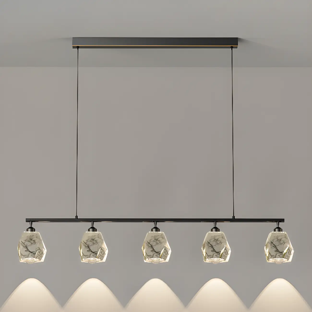 Geometric Gold Crystal Down Island Pendant Light Image - 11 | homeyfad