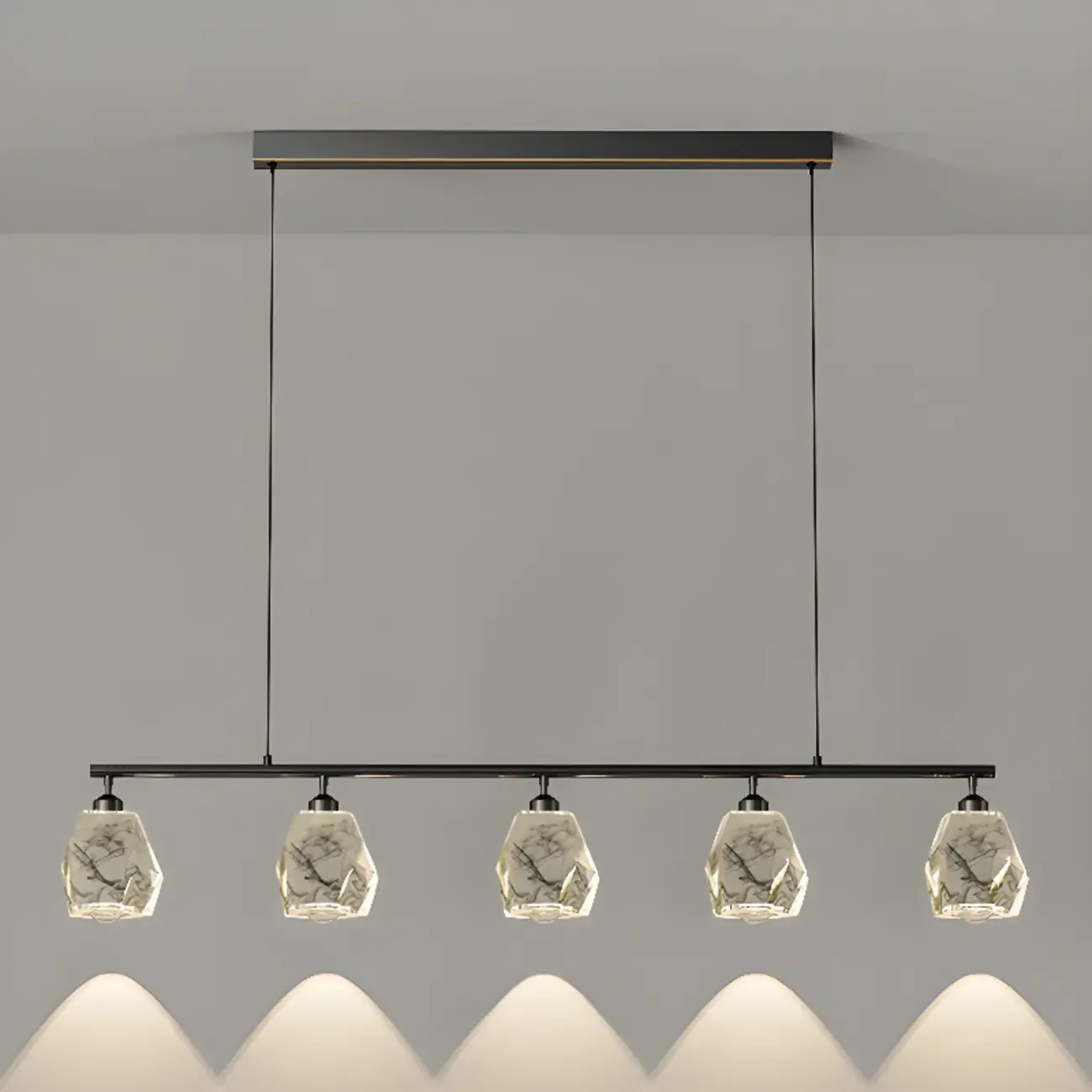 Geometric Gold Crystal Down Island Pendant Light Image - 11