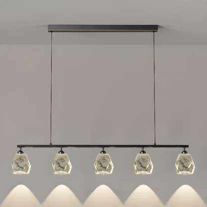 Geometric Gold Crystal Down Island Pendant Light Image - 11