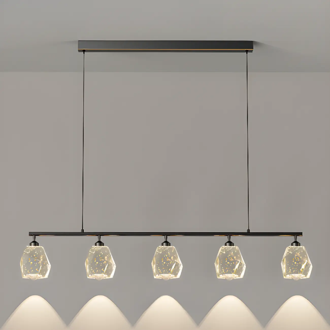 Geometric Gold Crystal Down Island Pendant Light Image - 12 | homeyfad