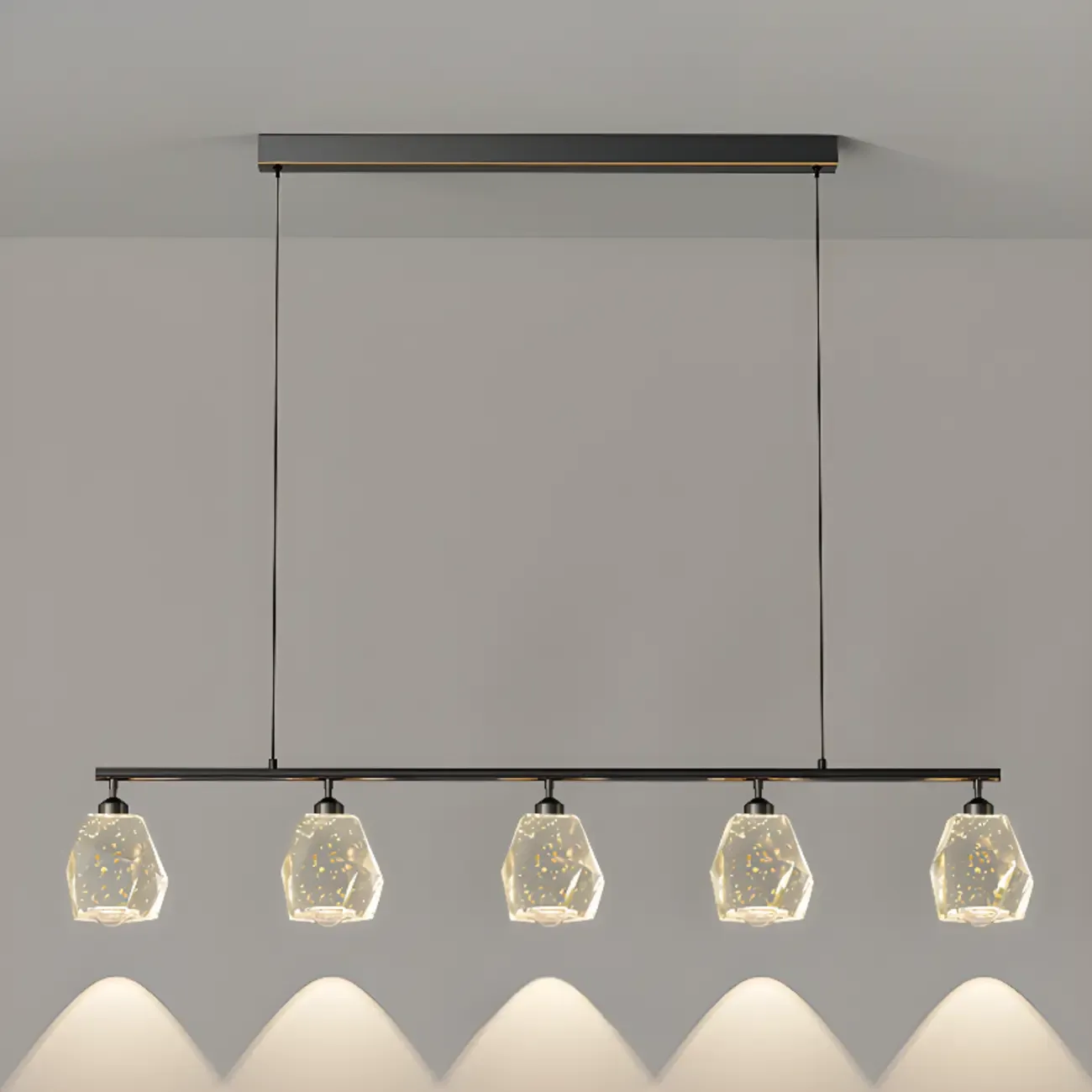 Geometric Gold Crystal Down Island Pendant Light Image - 12