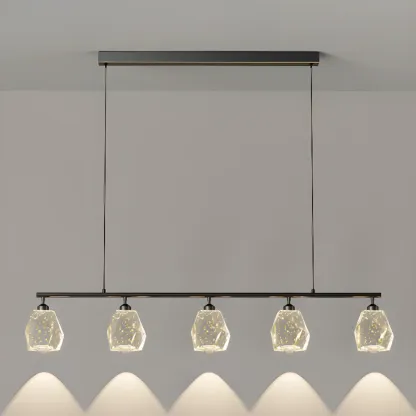 Geometric Gold Crystal Down Island Pendant Light Image - 12