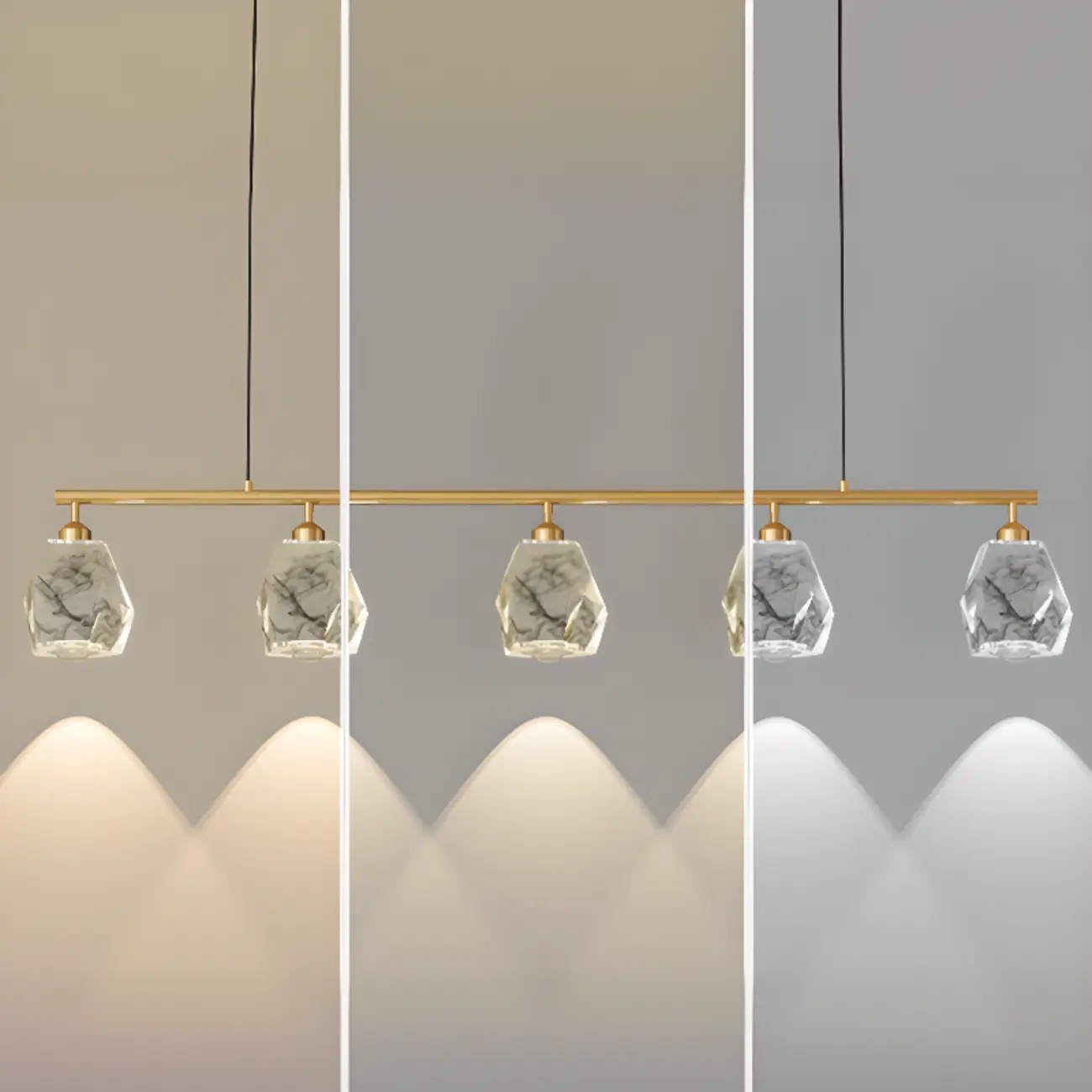 Geometric Gold Crystal Down Island Pendant Light Image - 13 | homeyfad