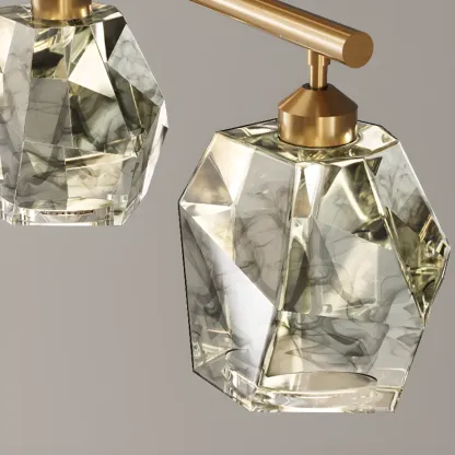 Geometric Gold Crystal Down Island Pendant Light Image - 14