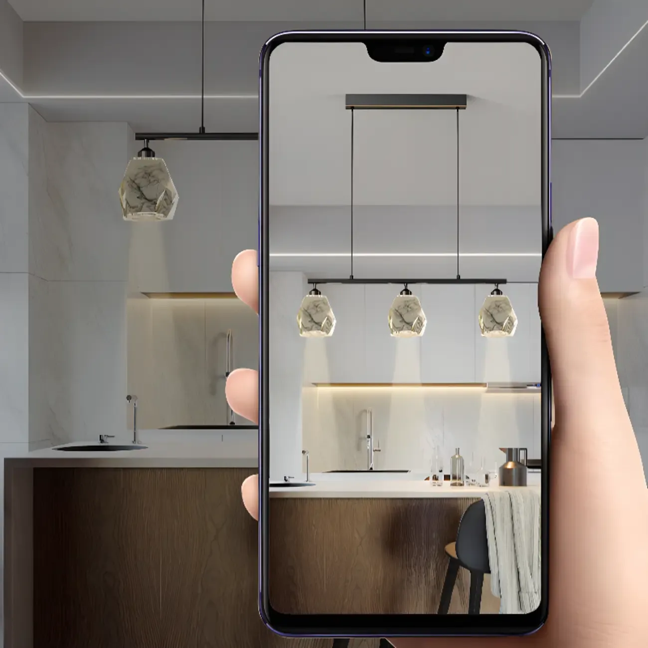 Geometric Gold Crystal Down Island Pendant Light Image - 18