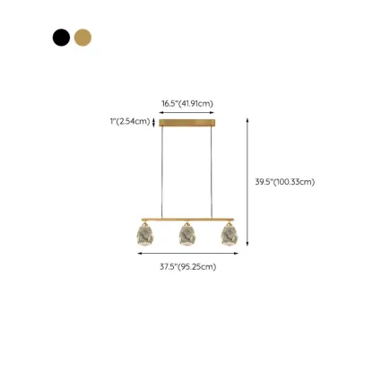 Geometric Gold Crystal Down Island Pendant Light #size