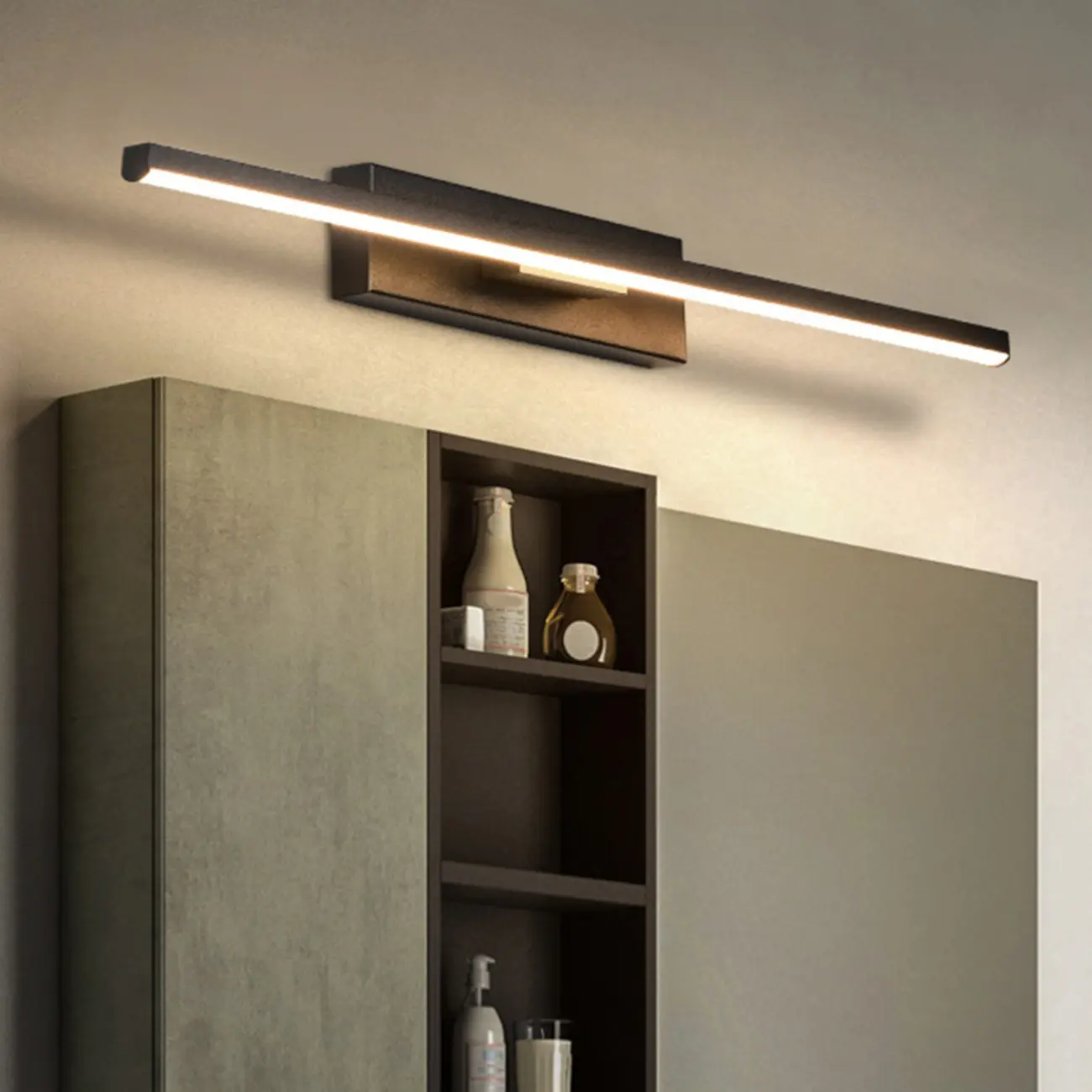 Modern Metal 1-Light Linear Black LED Vanity Light Image - 1 | homeyfad