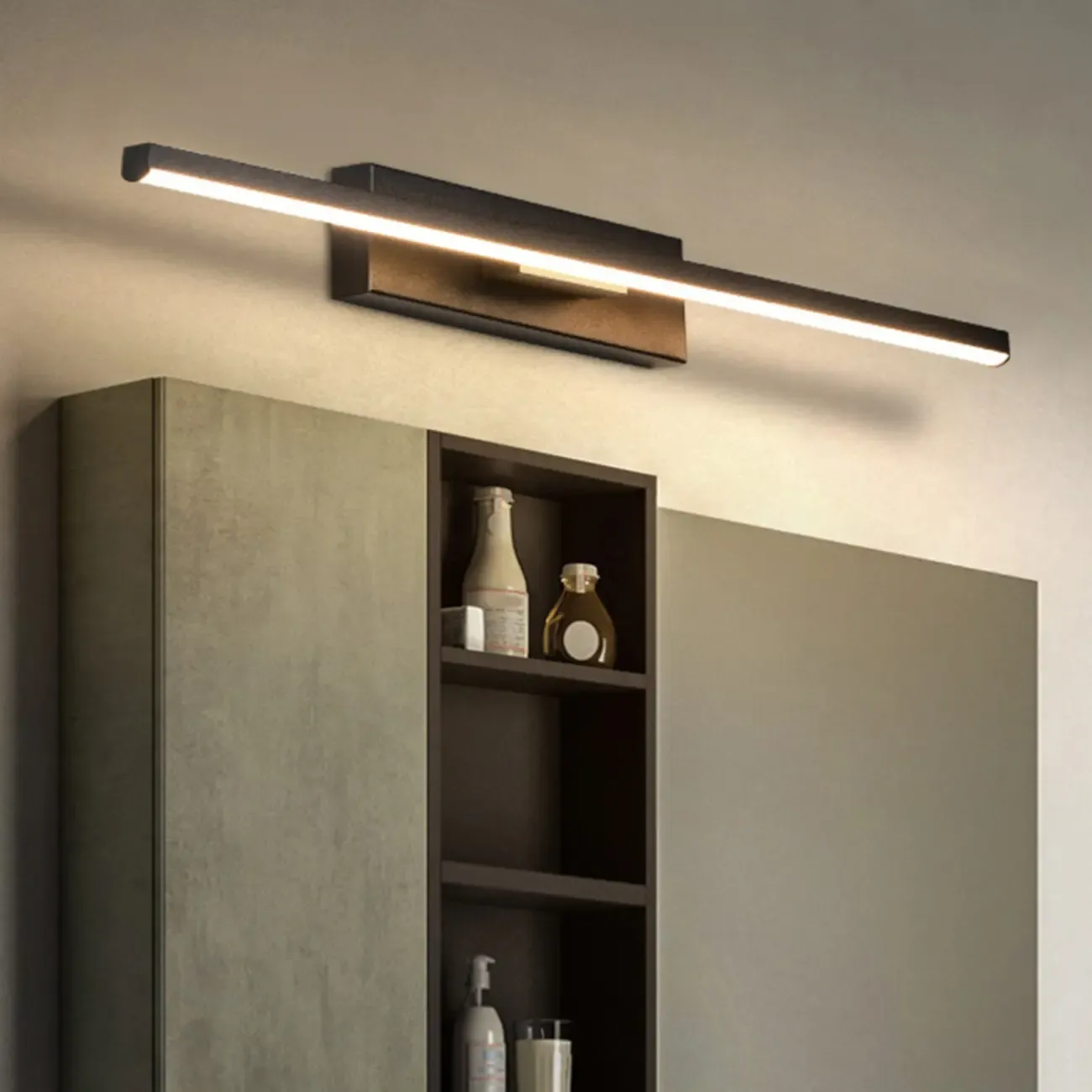 Modern Metal 1-Light Linear Black LED Vanity Light Image - 1