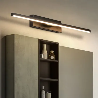 Modern Metal 1-Light Linear Black LED Vanity Light Image - 1