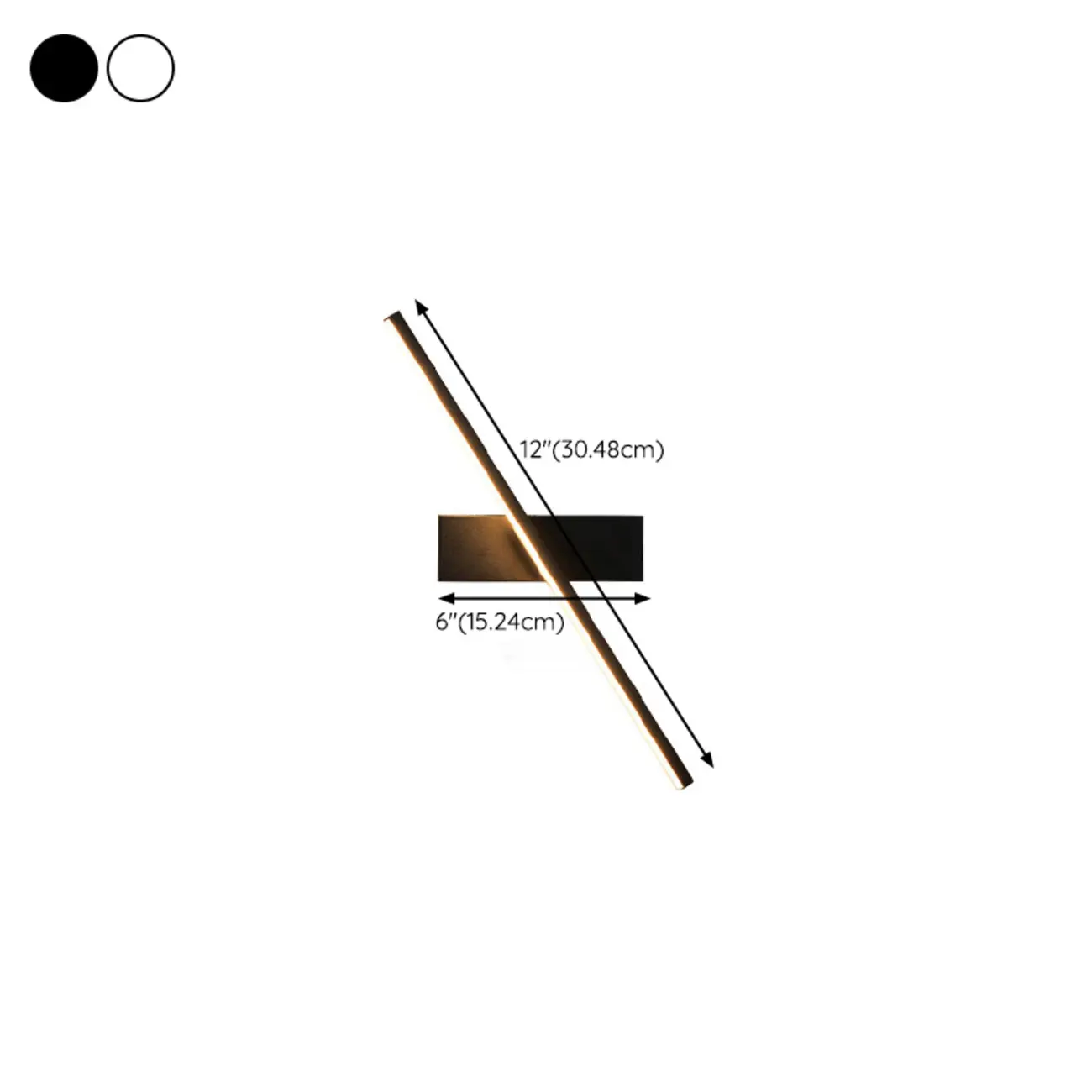 Modern Metal 1-Light Linear Black LED Vanity Light #size