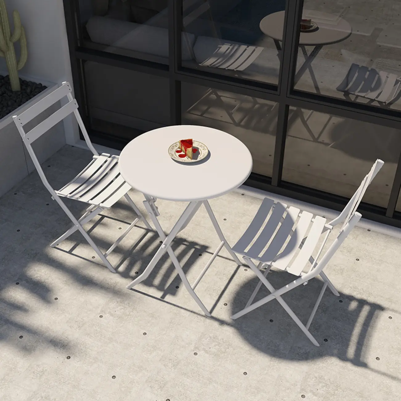 Minimalist White Iron Foldable Outdoor Dining Chairs Image - 1 | homeyfad
