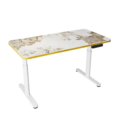 Glam T-Shaped Height-Adjustable Standing Desk with Sintered Stone Top Image - 4