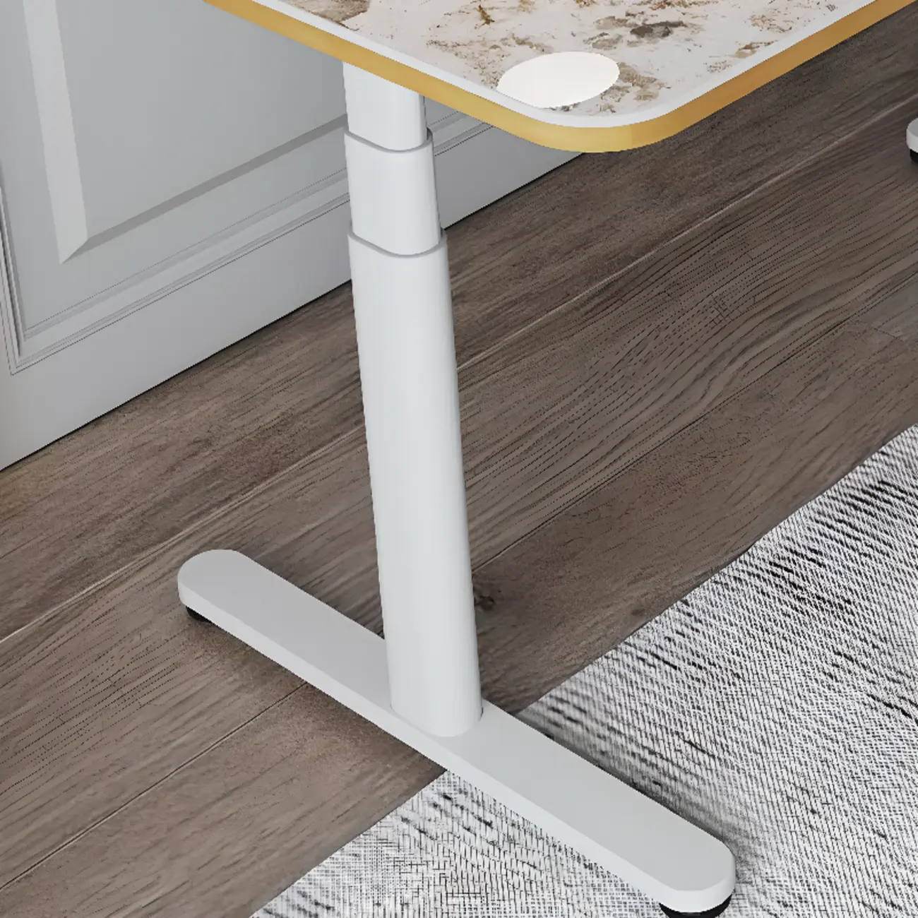 Glam T-Shaped Height-Adjustable Standing Desk with Sintered Stone Top Image - 5 | homeyfad