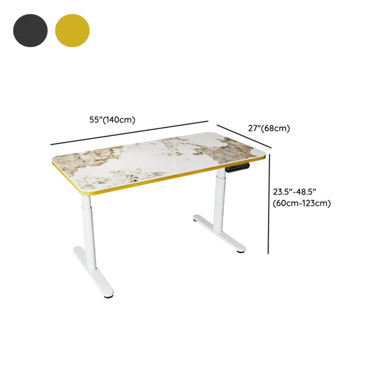 Glam T-Shaped Height-Adjustable Standing Desk with Sintered Stone Top Image - 8