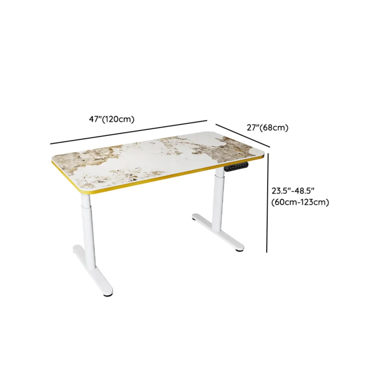 Glam T-Shaped Height-Adjustable Standing Desk with Sintered Stone Top Image - 9