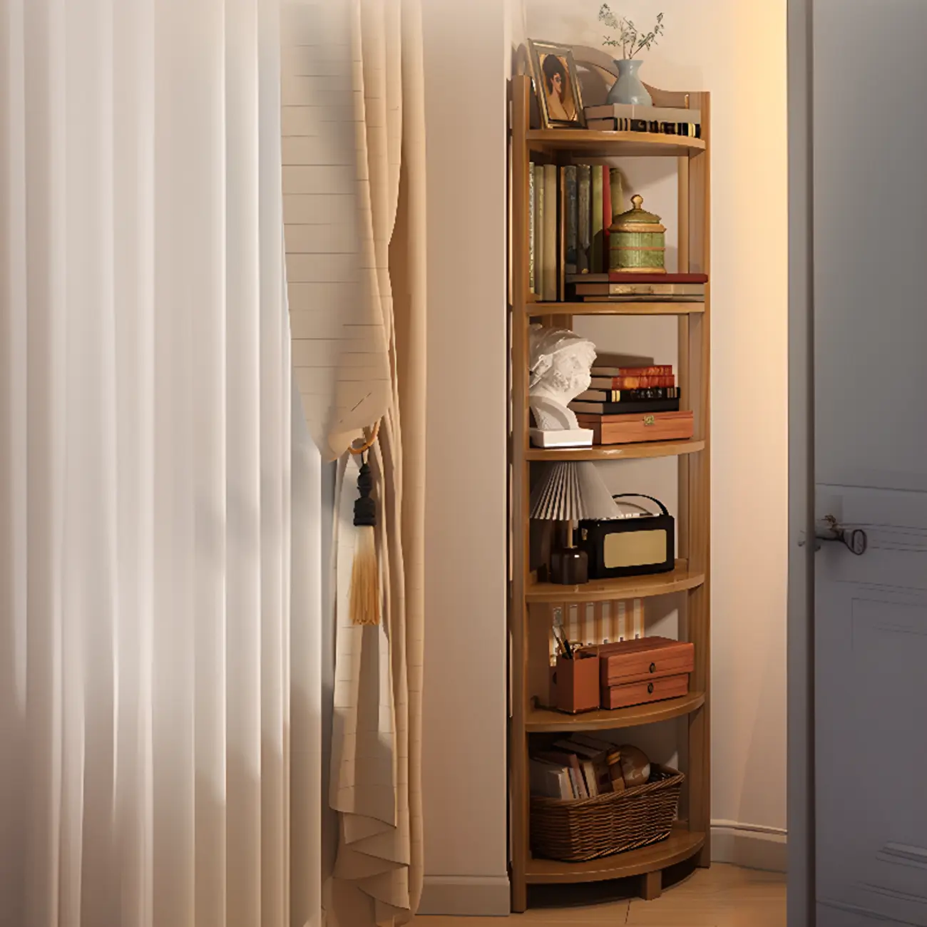 Modern Vertical Corner Bookshelves Open Back Image - 2 | homeyfad