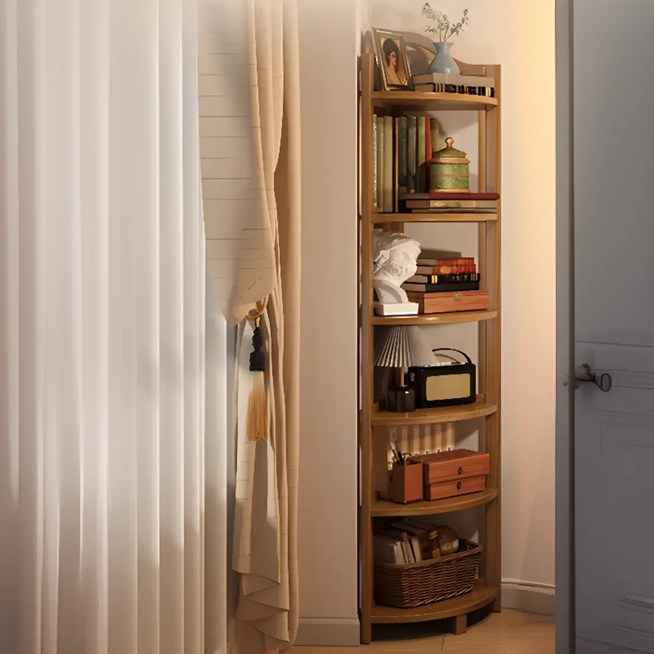 Modern Vertical Corner Bookshelves Open Back Image - 2