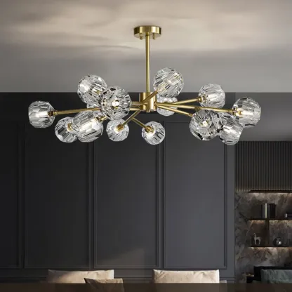 Gold Linear Crystal Glass Chandelier Modern Design Image - 1