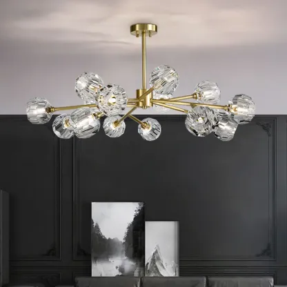 Gold Linear Crystal Glass Chandelier Modern Design Image - 2