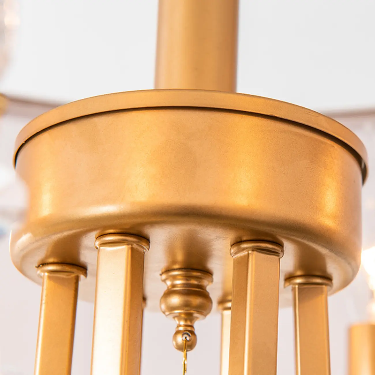 Gold Linen Crystal Drum Pendant Chandelier Modern Design Image - 9 | homeyfad