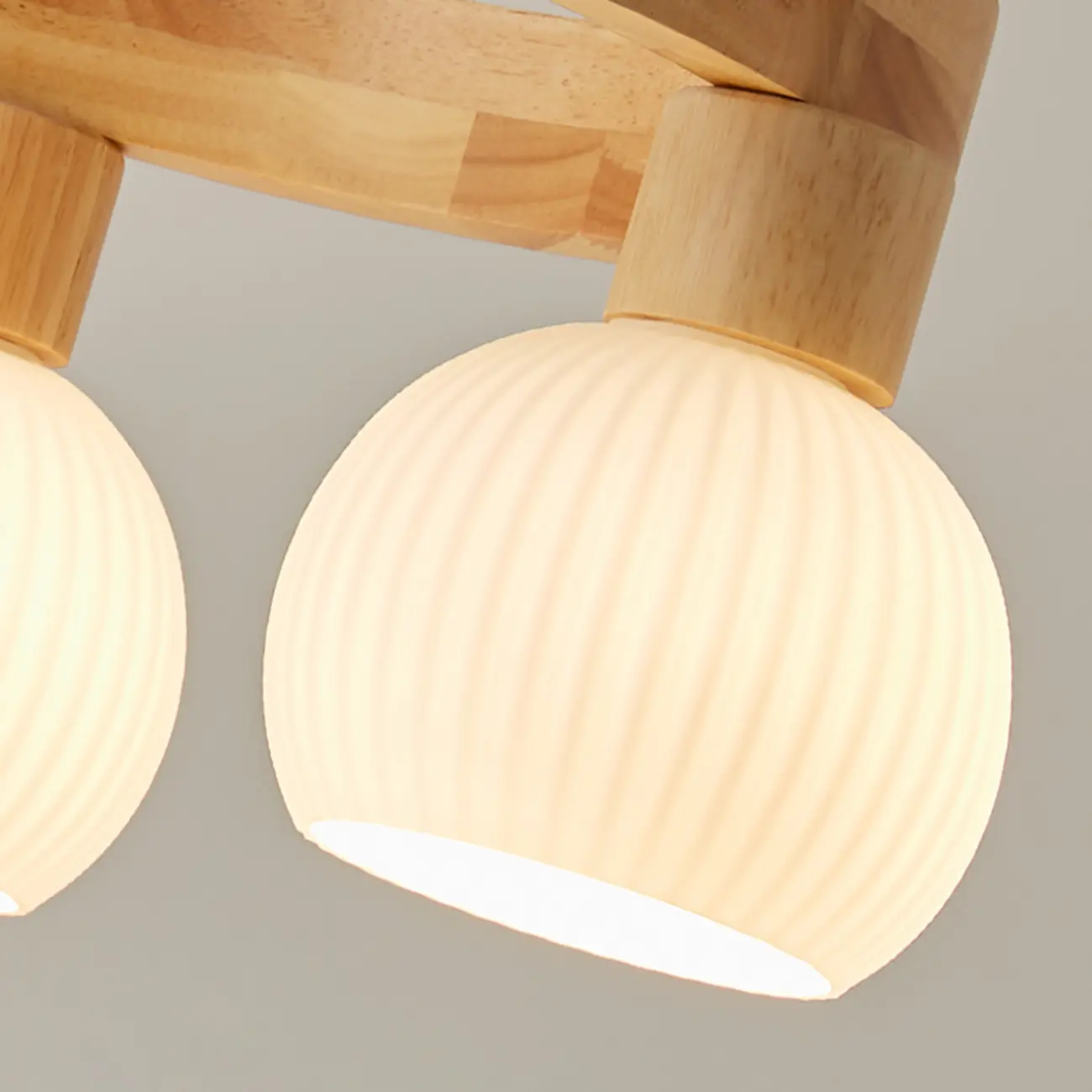 Nordic Natural Wood Round Glass Pendant Chandelier Image - 11 | homeyfad