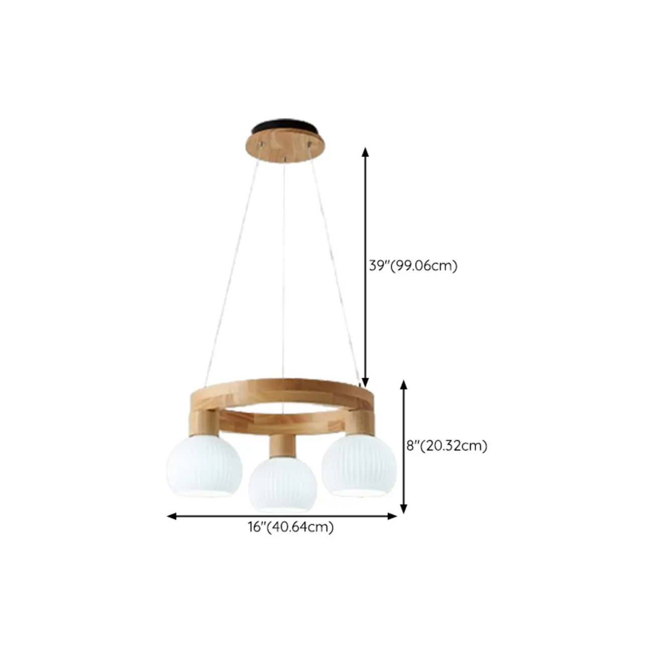 Nordic Natural Wood Round Glass Pendant Chandelier #size | homeyfad