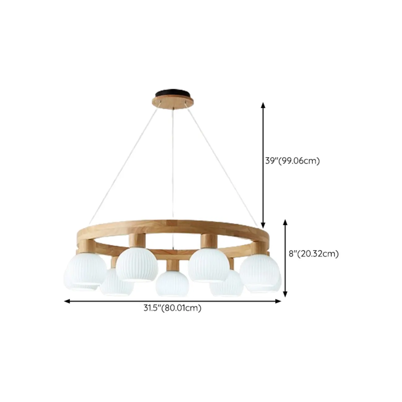 Nordic Natural Wood Round Glass Pendant Chandelier Image - 14 | homeyfad