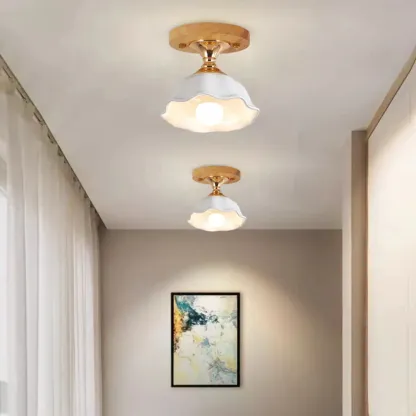Modern Semi Flush Ceiling Light with Ceramic Shade for Living Room Image - 1