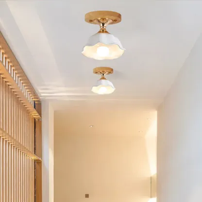 Modern Semi Flush Ceiling Light with Ceramic Shade for Living Room Image - 3