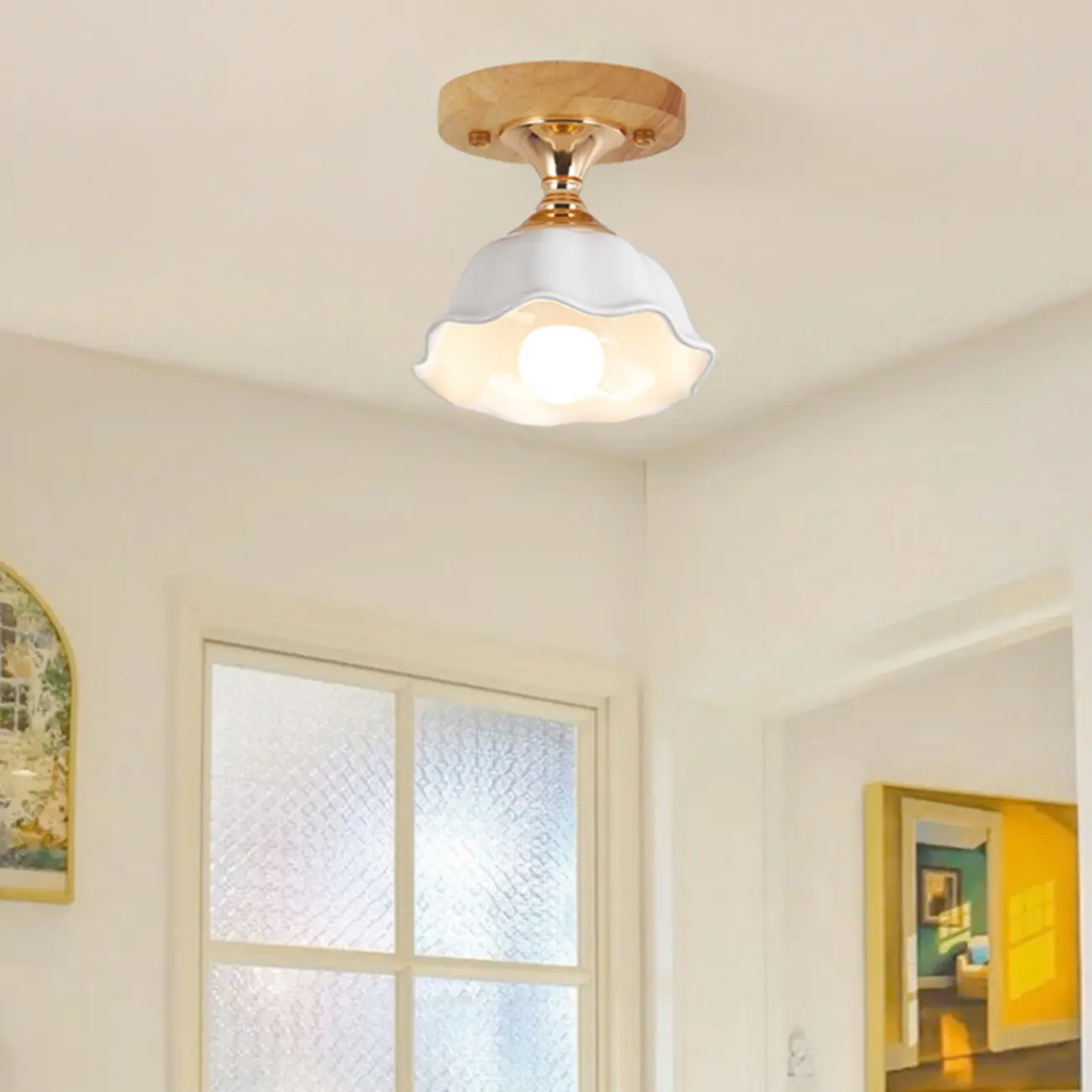 Modern Semi Flush Ceiling Light with Ceramic Shade for Living Room Image - 4 | homeyfad
