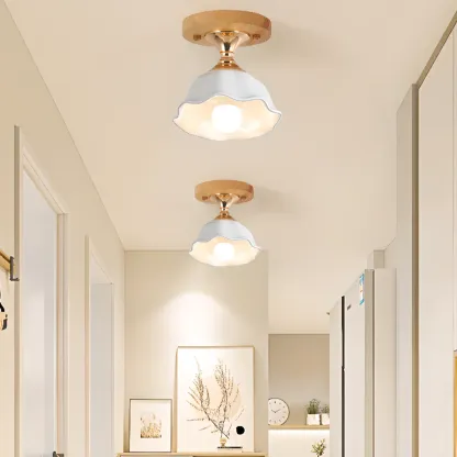 Modern Semi Flush Ceiling Light with Ceramic Shade for Living Room Image - 5