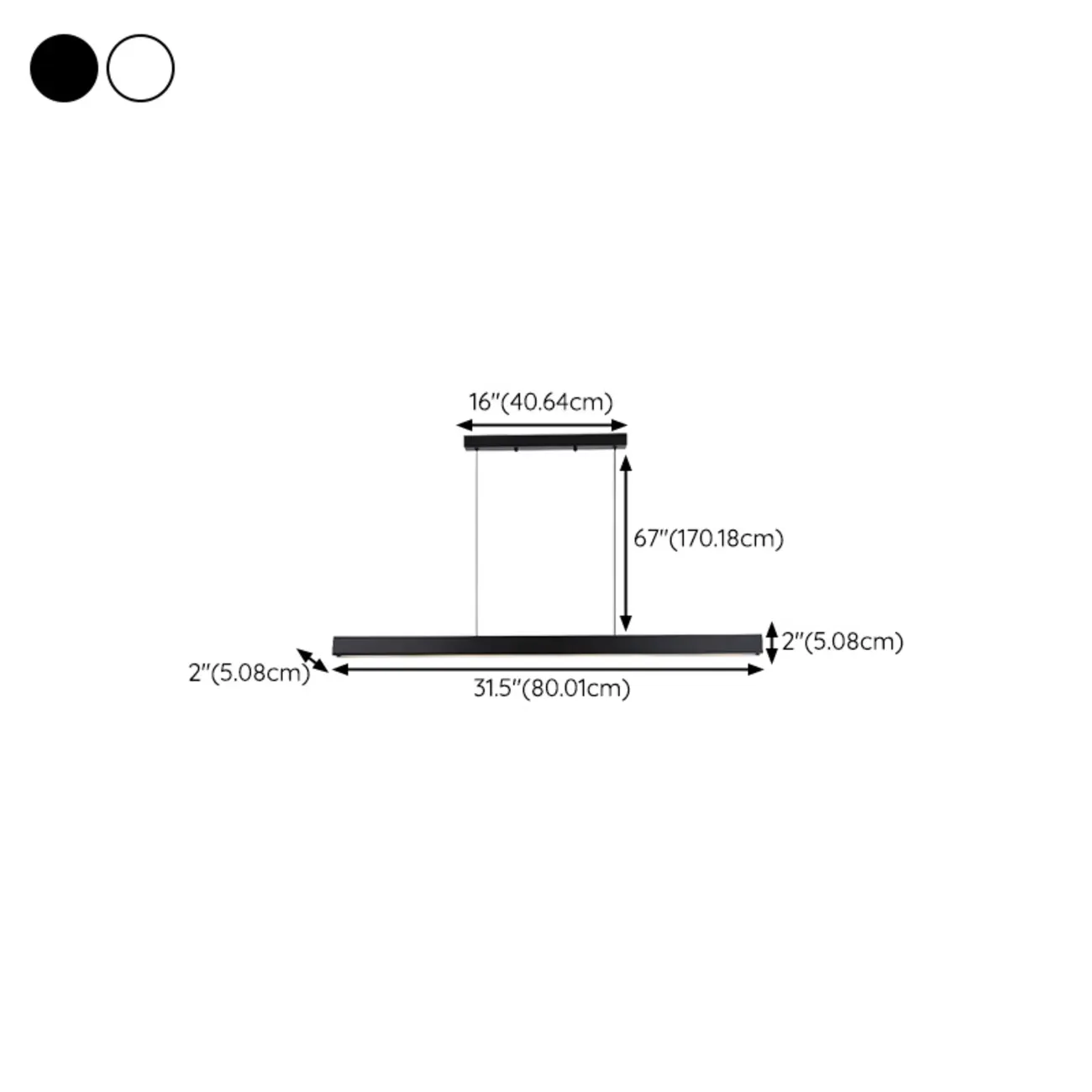 Modern Rectangular LED Island Pendant Light for Kitchen #size