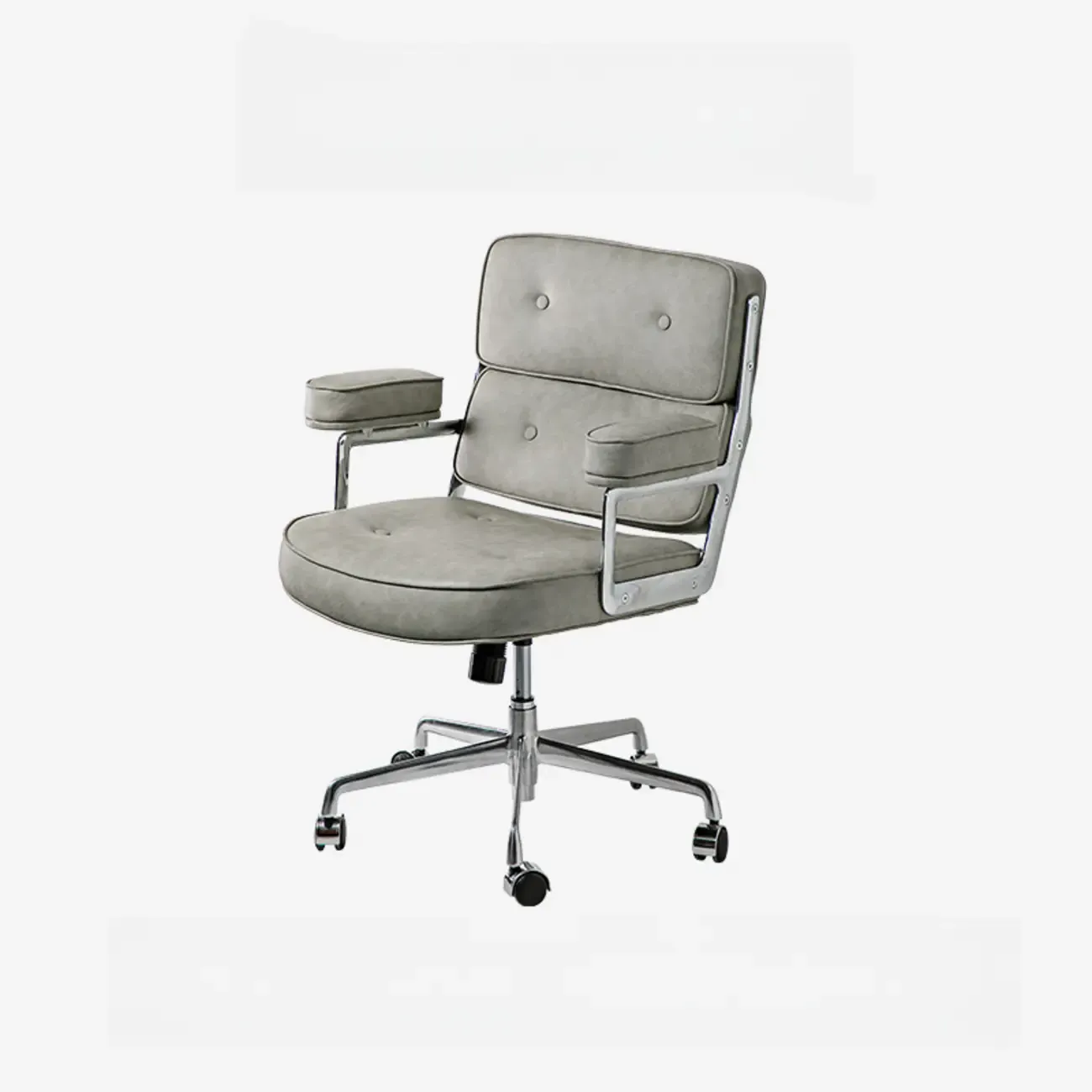 Upholstered Apricot Leather Adjustable Swivel Office Chair Image - 7