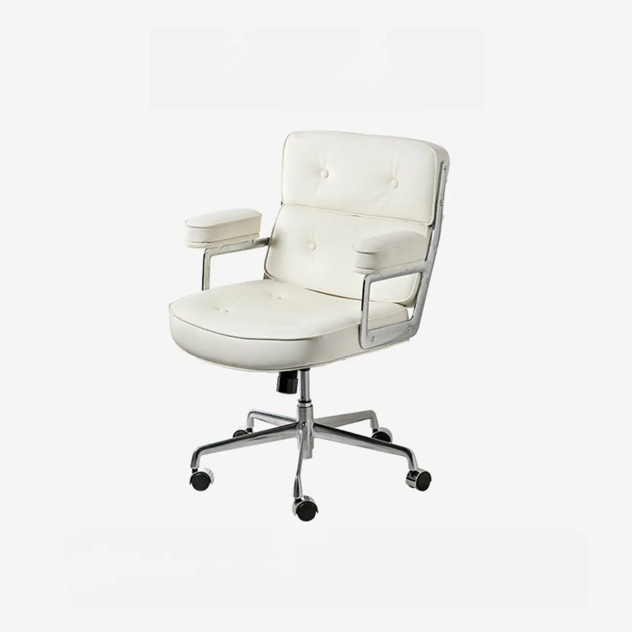 Upholstered Apricot Leather Adjustable Swivel Office Chair Image - 8 | homeyfad