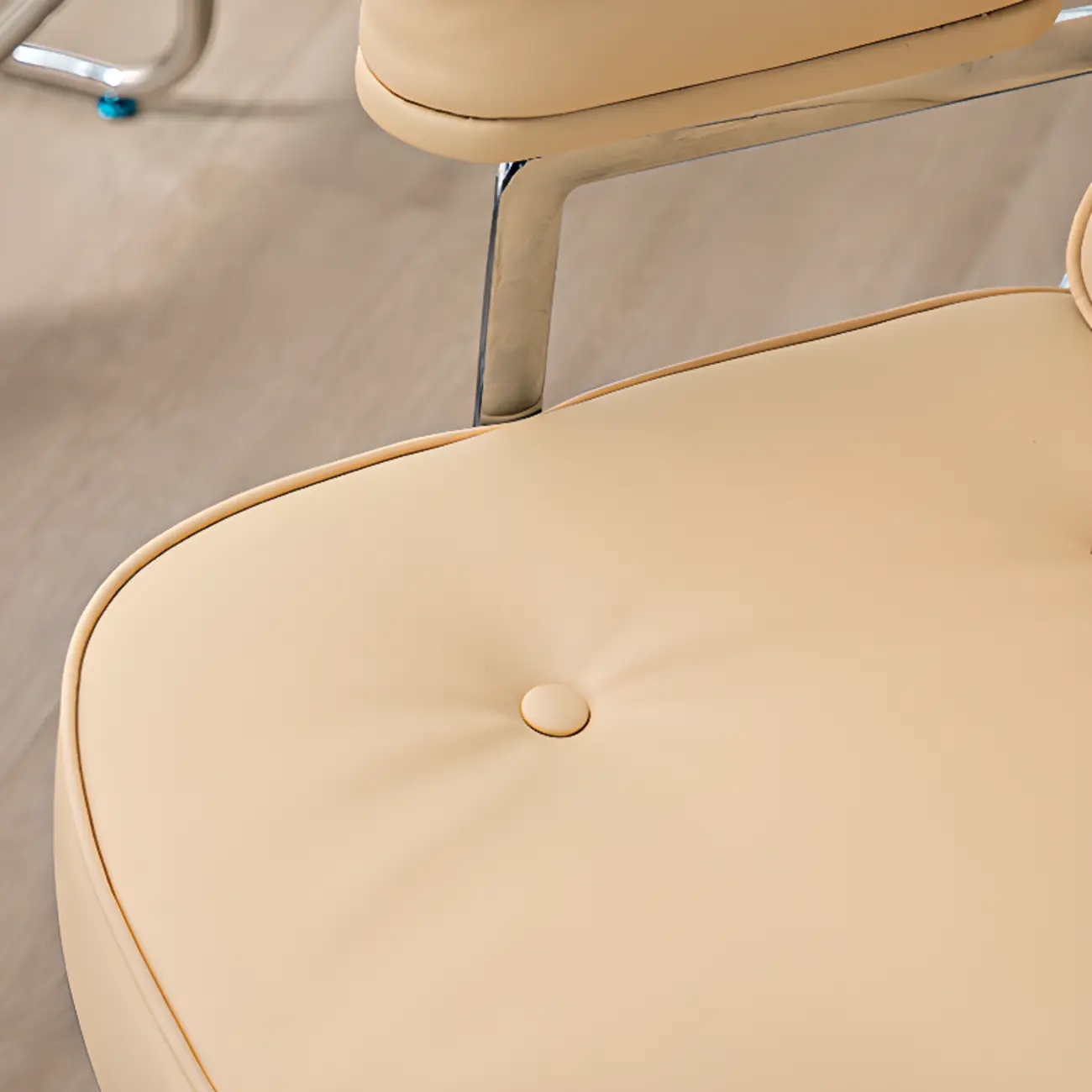 Upholstered Apricot Leather Adjustable Swivel Office Chair Image - 3 | homeyfad