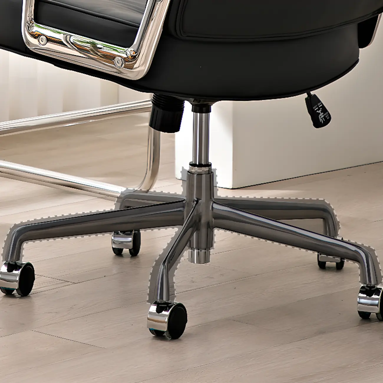 Upholstered Apricot Leather Adjustable Swivel Office Chair Image - 13 | homeyfad