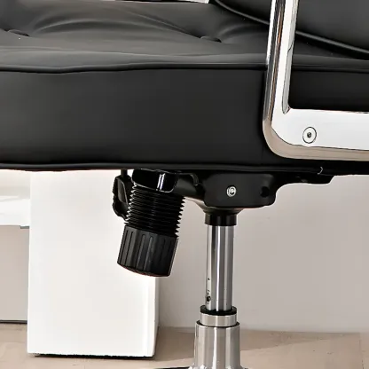 Upholstered Apricot Leather Adjustable Swivel Office Chair Image - 15