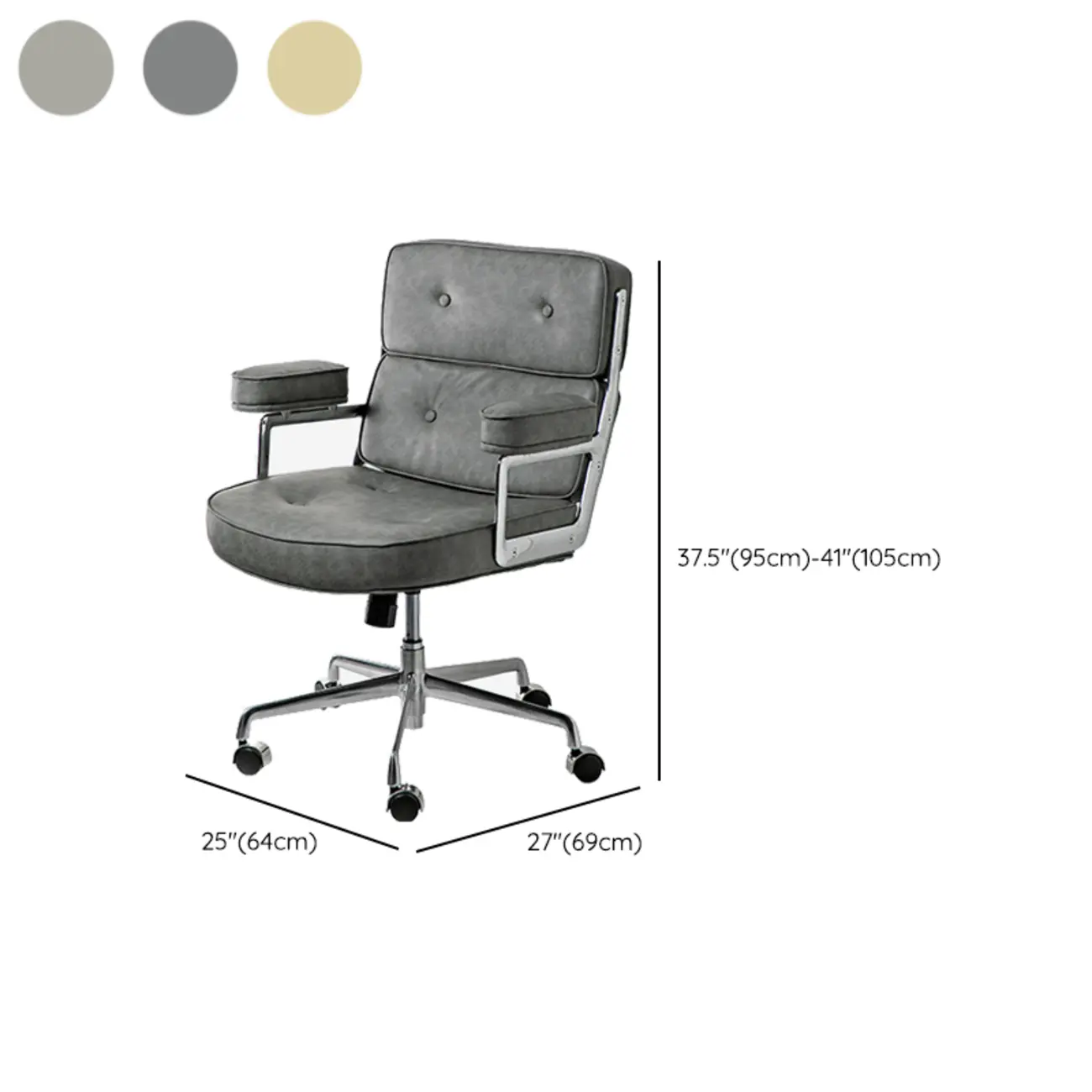 Upholstered Apricot Leather Adjustable Swivel Office Chair Image - 18 | homeyfad